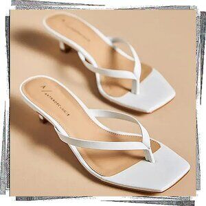 NWT: White Leather Thong Kitten Heels (37 EU) by Anthropologie